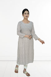 Reyon-2 side cut kurti - Brown